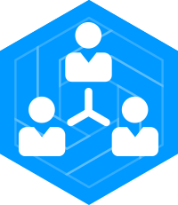 Blue Hexagon teamwork icon